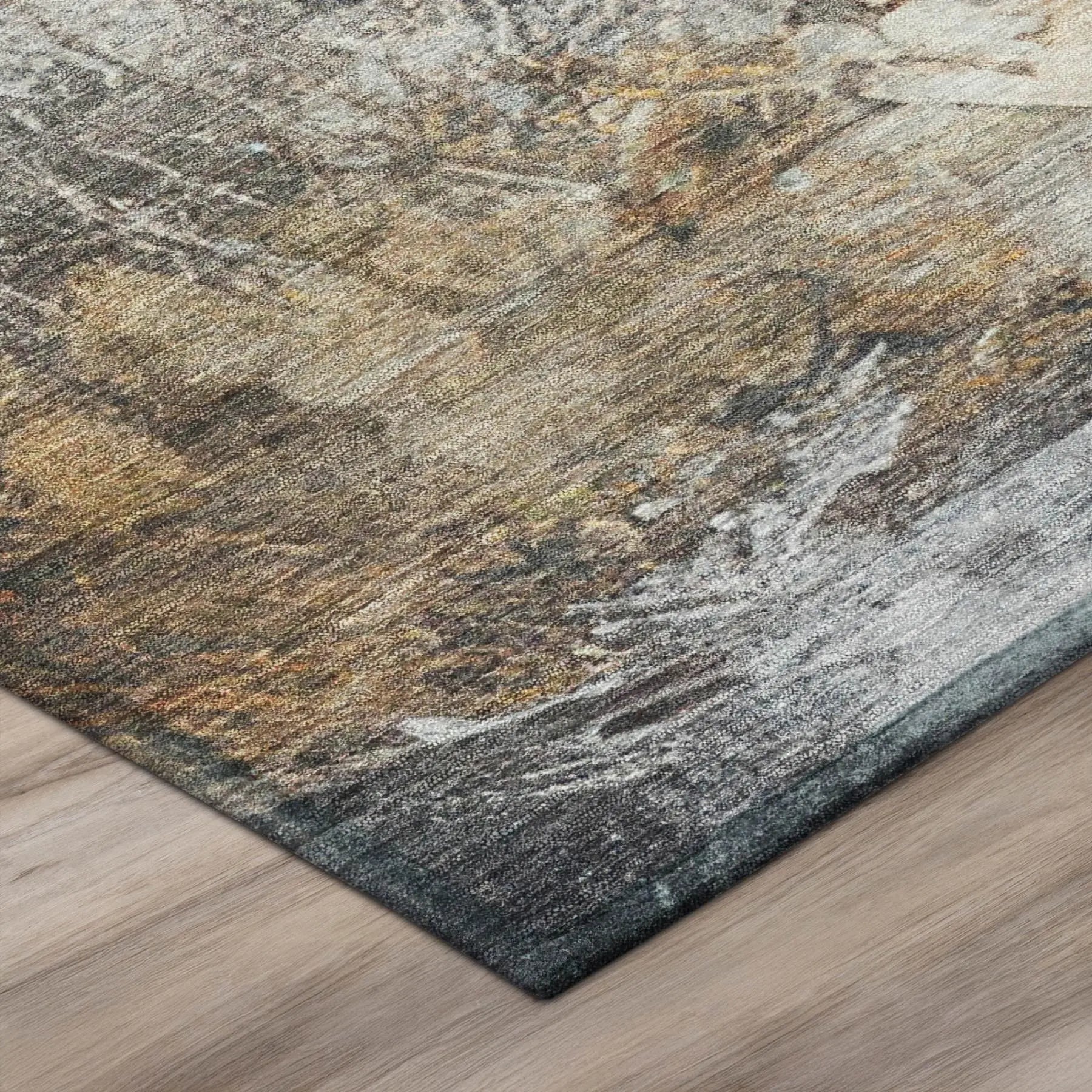 9' X 12' Charcoal And Gray Abstract Washable Indoor Outdoor Area Rug Homeroots Outdoor